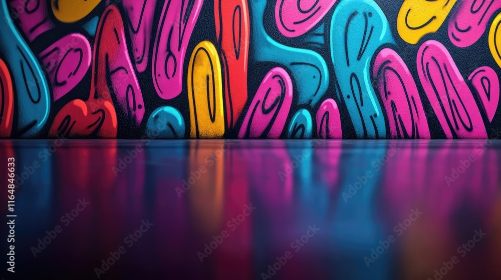 Poster graffiti abstract background idea. vibrant graffiti with colorful abstract shapes, reflecting artist