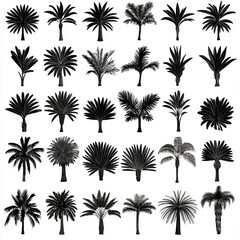 Collection of various palm tree silhouettes. (1)