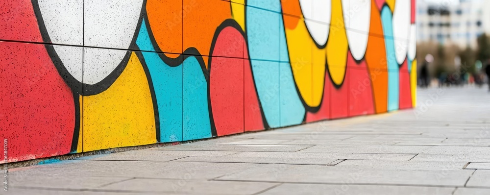 Poster graffiti abstract background idea. vibrant wall mural featuring colorful abstract shapes and pattern
