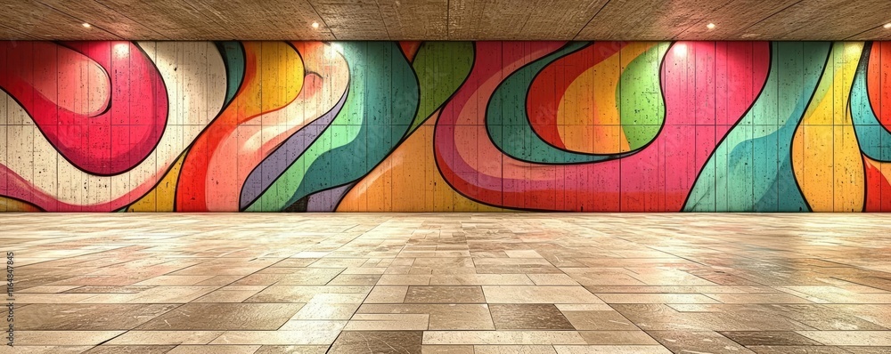 Poster graffiti abstract background idea. vibrant abstract mural on concrete wall in urban environment with