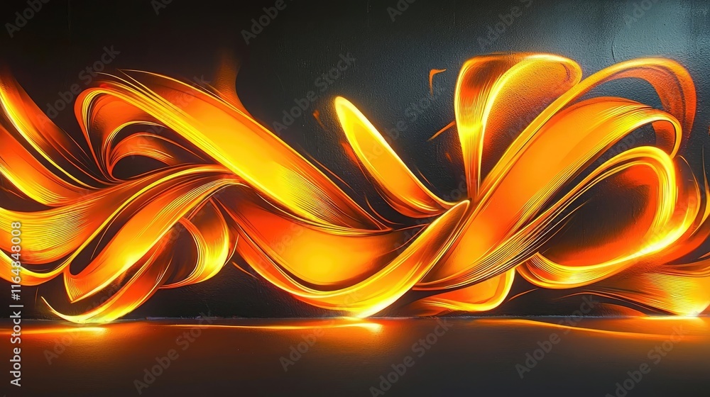 Aufkleber graffiti abstract background idea. dynamic orange and yellow waves creating a vibrant and energetic 