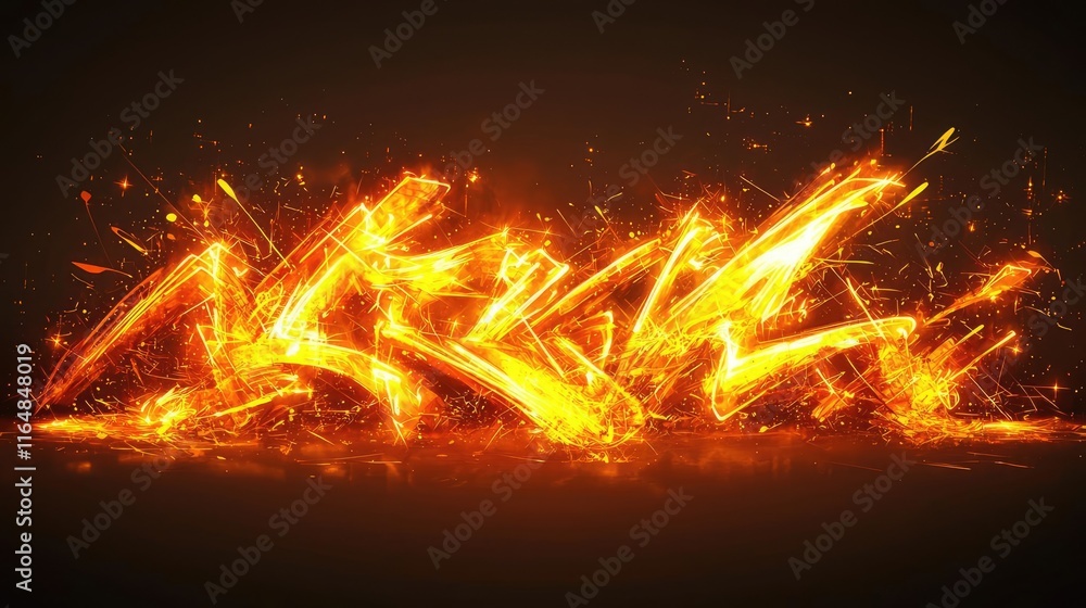 Aufkleber graffiti abstract background idea. dynamic fiery graffiti design with vibrant orange sparks on a dar