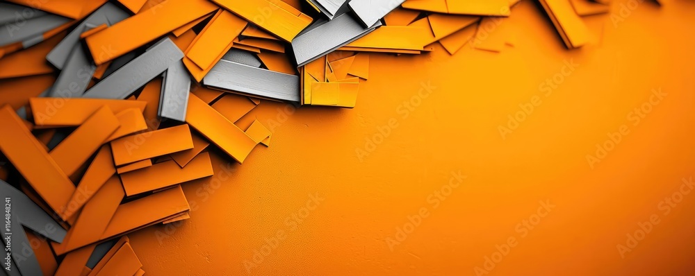 Poster graffiti abstract background idea. vibrant orange and gray abstract geometric shapes creating a mode