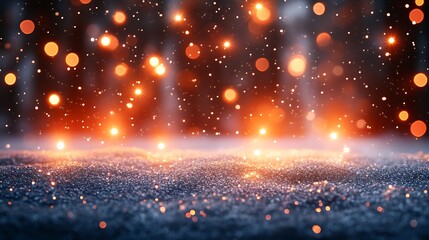 Obraz premium Glittering Snow With Warm Lights Background
