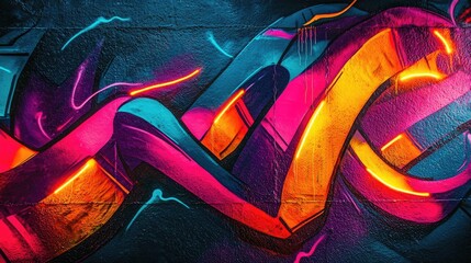 Obraz premium Graffiti abstract background idea. Vibrant and colorful abstract graffiti art showcasing bold lines and dynamic colors.