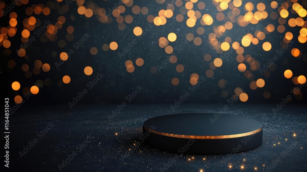 Poster sparkle abstract background concept. a dark background with shimmering golden lights highlighting a 