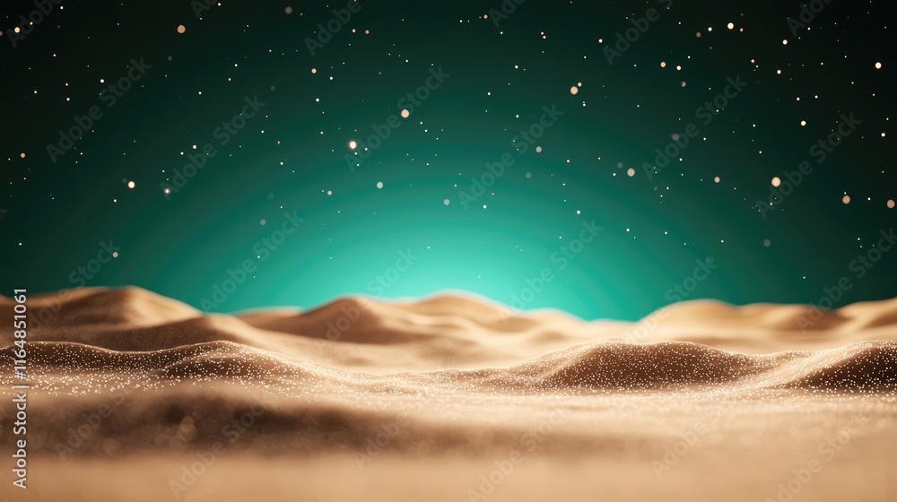 Poster sparkle abstract background concept. a serene and tranquil view of undulating sand dunes under a sta