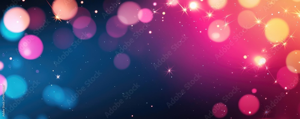 Poster sparkle abstract background concept. colorful bokeh lights create a vibrant and dreamy background fo
