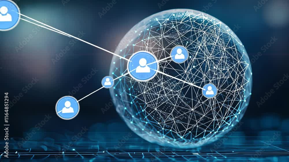 Poster futuristic digital sphere with user icon and network connections abstract concept