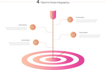 Colorful 4 options infographic template. Goal objective style infographic design. Can be used for business presentation or any purposes. 
