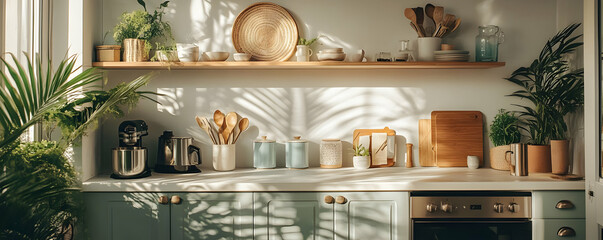 Sunlit Kitchen Illustration: Minimalist Design