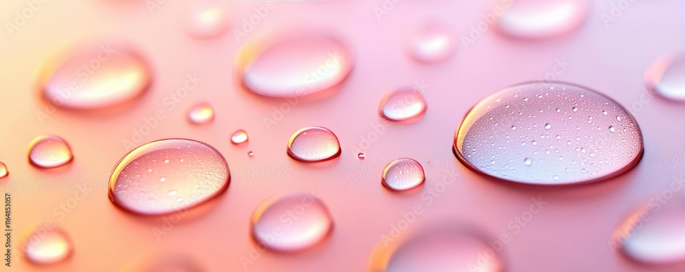 Poster droplets abstract background concept. beautiful water droplets on a colorful surface creating a sere