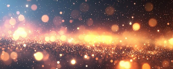 Fototapeta premium Sparkle abstract background concept. Beautiful abstract glitter background with glowing bokeh lights creating a magical atmosphere.