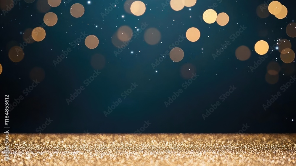Poster sparkle abstract background concept. elegant golden bokeh lights create a dreamy backdrop for variou