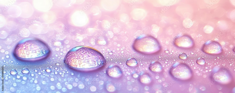 Poster droplets abstract background concept. close-up of colorful water droplets on a smooth surface, creat