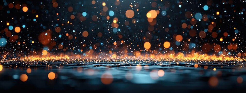 Sparkle abstract background concept. Colorful bokeh lights shimmering on a dark background, creating a vibrant, dynamic effect.