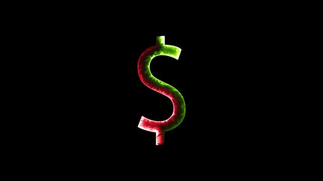 neon  USA dollar currency symbol, SA money for business, finance, web site interface, infographic decoration elements animation videos