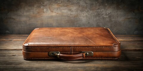 Vintage Leather Portfolio Case on Rustic Wooden Table