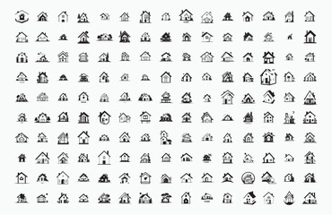 Home icon set for websites and apps house logo real estate Building for human habitation set Editable Vector Stroke