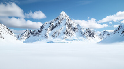 Obraz premium Majestic snow covered mountain peak under clear blue sky