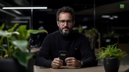 Spanish Executive Strategizing 2025 Tourism Growth in Madrid Office