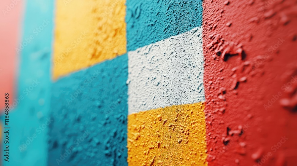 Poster graffiti abstract background idea. colorful textured wall with vibrant paint squares in various hues