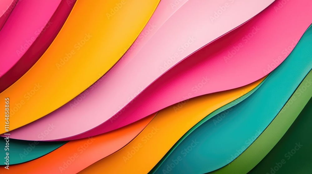 Poster graffiti abstract background idea. colorful paper waves create a vibrant, abstract background for cr
