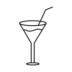 Cocktail glass with straw icon vector,simple flat black linear illustration for web and app..eps