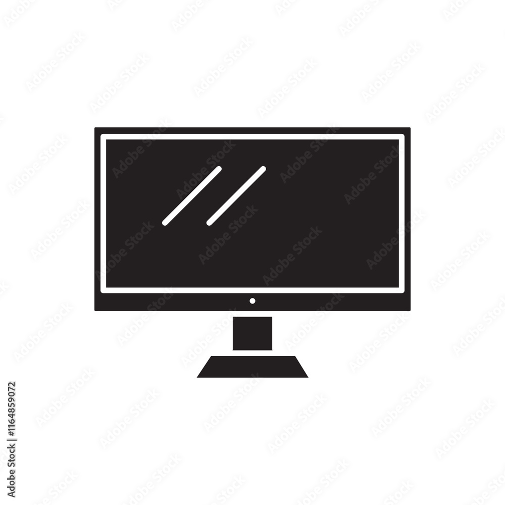 Aufkleber computer monitor vector flat black trendy style illustration for web and app..eps