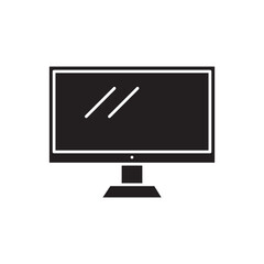 Computer monitor vector flat black trendy style illustration for web and app..eps