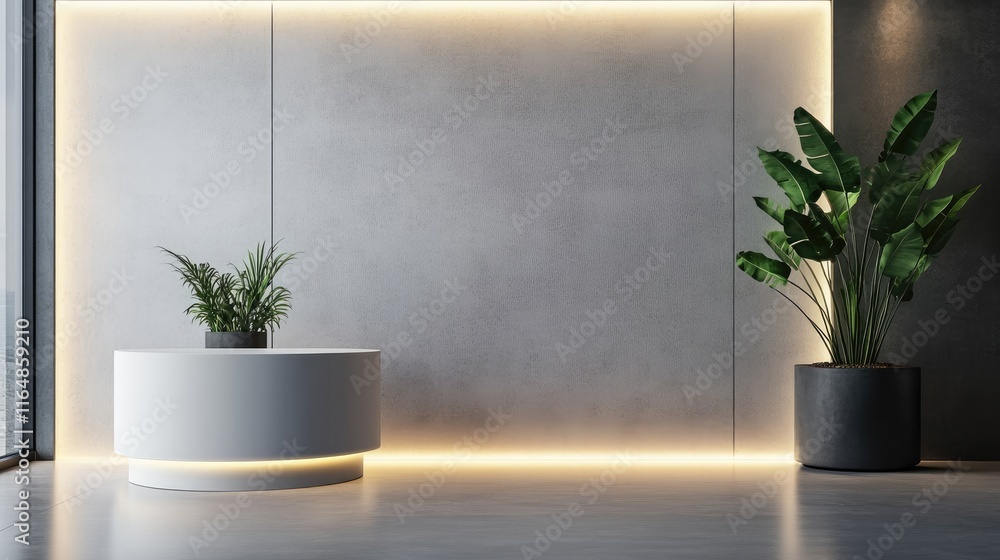 Aufkleber a clean, white podium illuminated in a modern studio room with white light, emphasizing simplicity a