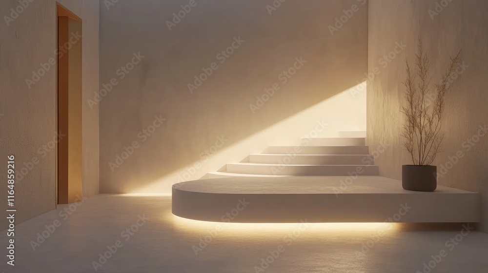 Aufkleber a clean, white podium illuminated in a modern studio room with white light, emphasizing simplicity a