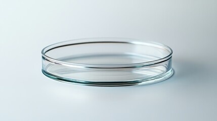 A close-up of a scientific petri dish viewed from the side, isolated on a clean white background, emphasizing its clear and precise design
