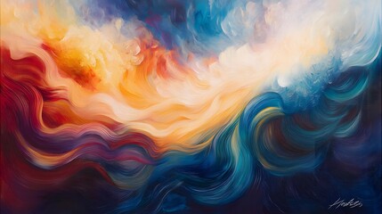 Obraz premium Abstract Waves of Color and Light Intertwined