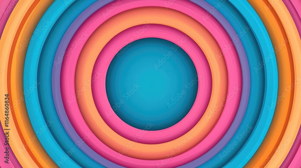 Poster circles abstract background idea. vibrant concentric circles in playful colors for creative design p