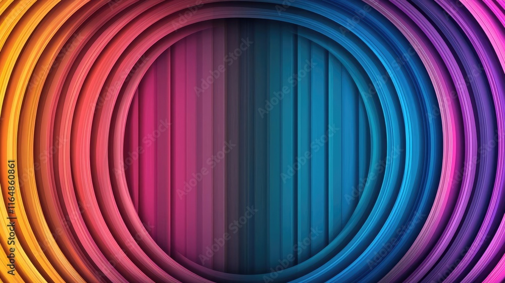 Poster circles abstract background idea. colorful abstract background with concentric curves in vibrant hue