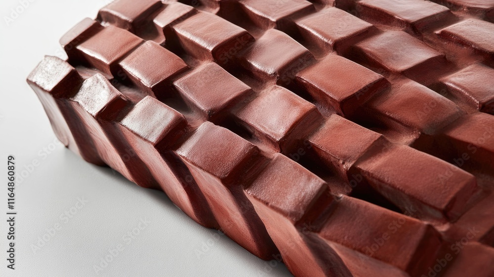 Aufkleber a detailed close-up of a red ceramic brick gate with complex brickwork, placed on a white surface, s