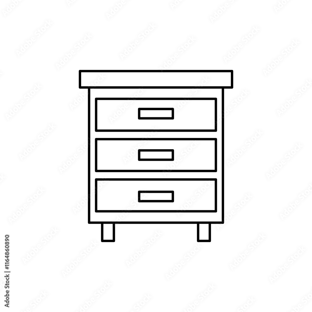 Poster nightstand bedside table line icon, vector flat linear illustration for web and app..eps