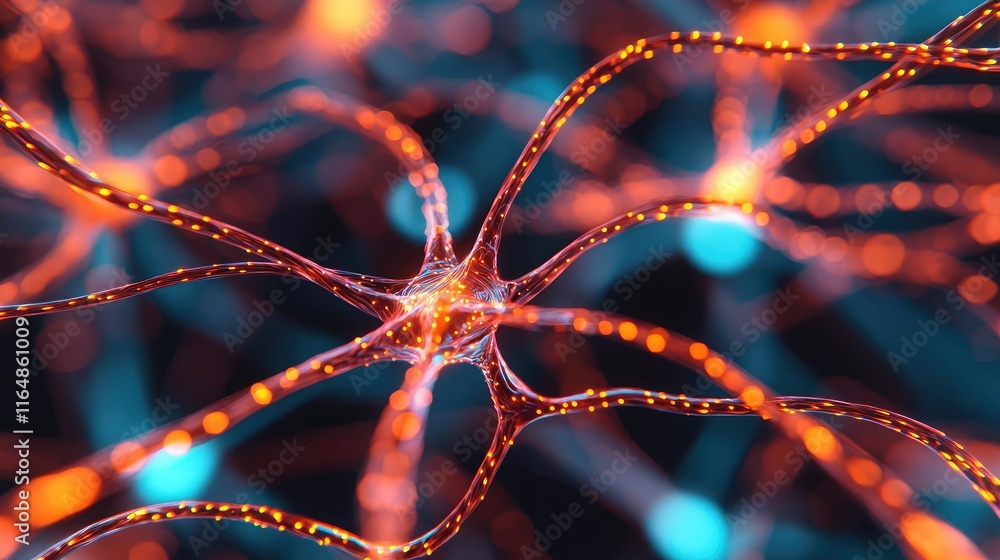 Poster fireworks abstract background idea. colorful neuron networks showcasing the beauty of cellular conne