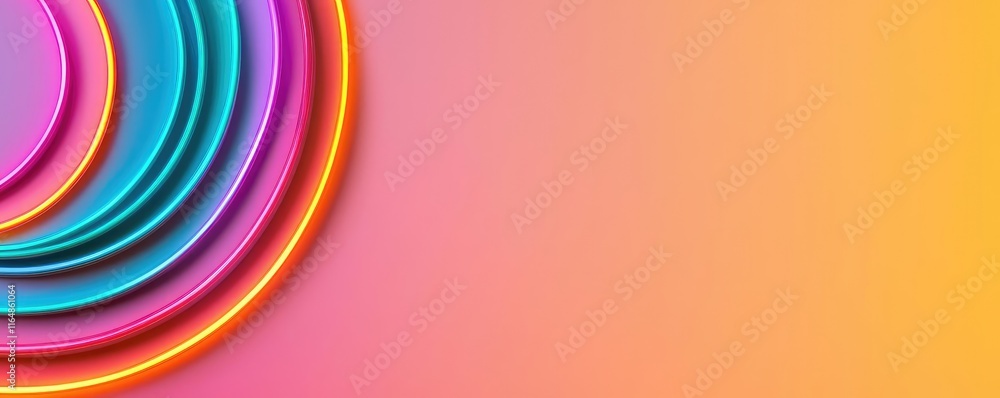 Poster circles abstract background idea. vibrant, colorful abstract design with concentric circles and a sm