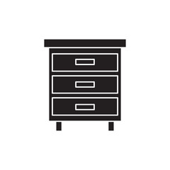 Nightstand bedside table, vector flat black trendy style illustration for web and app..eps