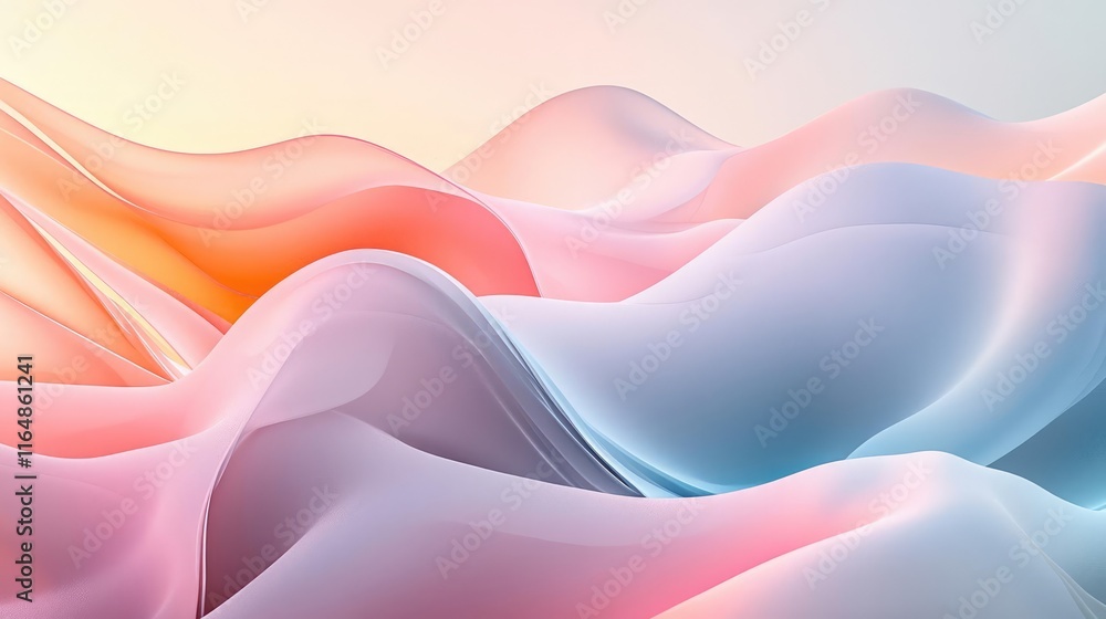 Poster cosmic abstract background concept. abstract waves in soft pastel colors creating a serene and calmi