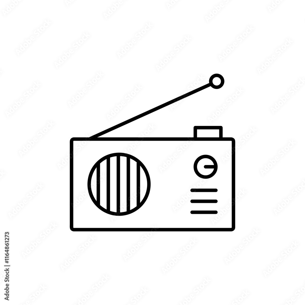Aufkleber old radio outline icon. vector radio with antenna simple linear illustration for web and app..eps