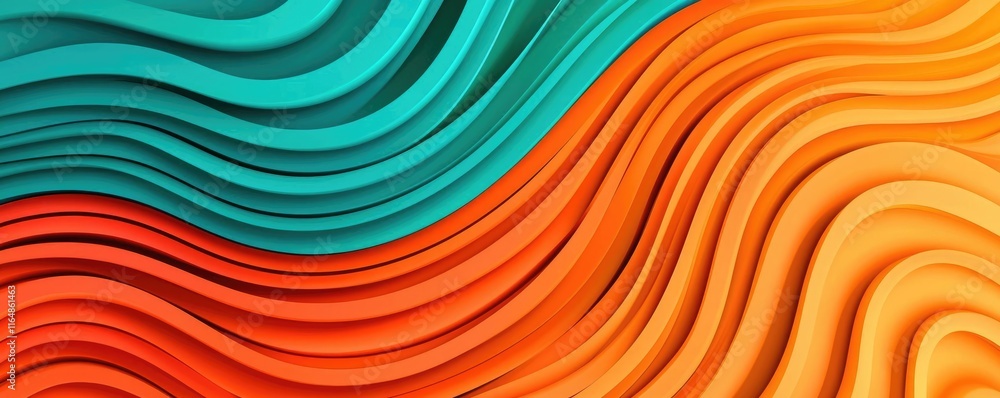 Poster circles abstract background idea. vibrant abstract waves in turquoise and orange create dynamic visu