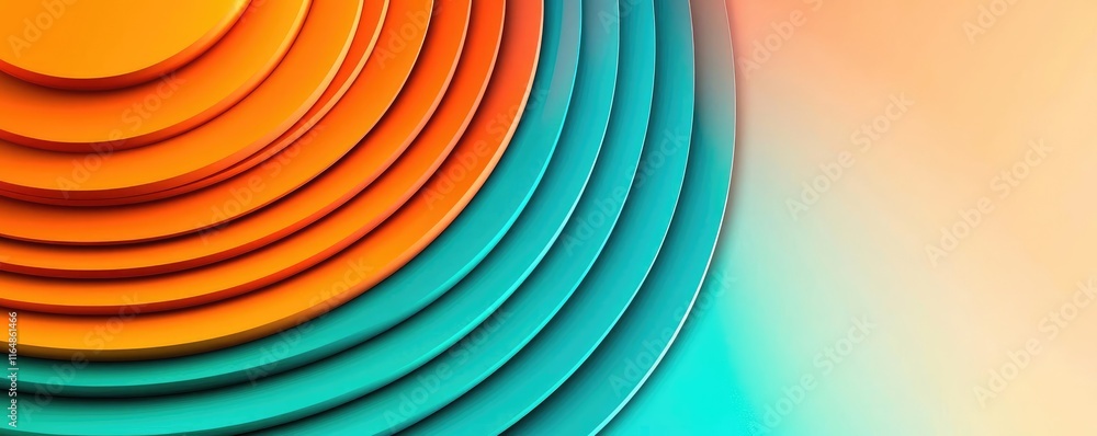 Poster circles abstract background idea. abstract design featuring vibrant circular layers in orange and te