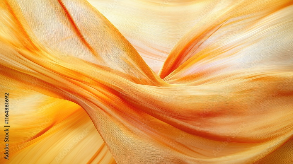 Poster A dramatic streak of golden fabric captured in motion, creating a vibrant and abstract background filled with warmth and elegance