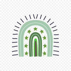 Hand drawn rainbow element. Boho rainbow hand drawn illustration