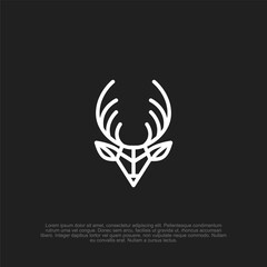 Minimalist and elegant outline deer head logo, symbolizing grace and strength for a refined brand identity