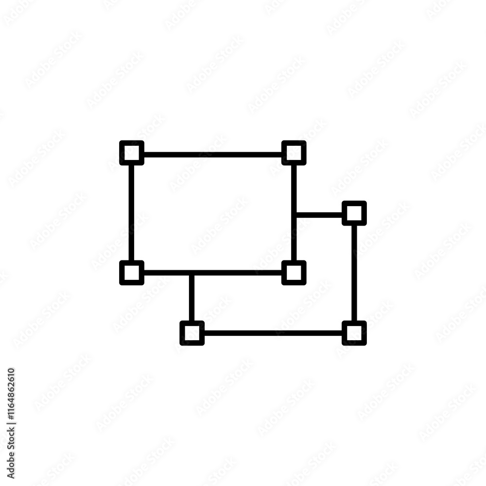 Aufkleber ungroup object line icon, vector flat black simple linear illustration for web and app..eps