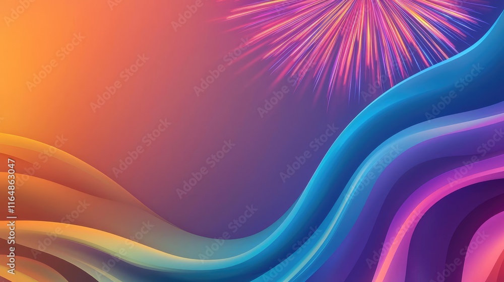 Poster fireworks abstract background idea. vibrant abstract design featuring waves and colorful bursts for 